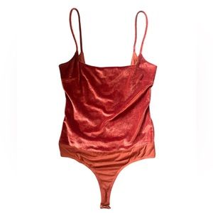 NWOT Beautiful, Lulu’s velvet square neck burnt orange bodysuit